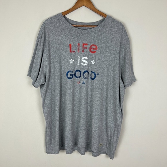 Life is Good‎ Crusher Tee Mens XXL Red White Blue Graphic Patriotic USA Flag - Picture 1 of 10